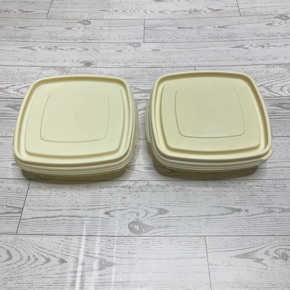 Rubbermaid Servin Saver 2 Cup 470ml Food Storage Containers Cream Set of 2 0010
